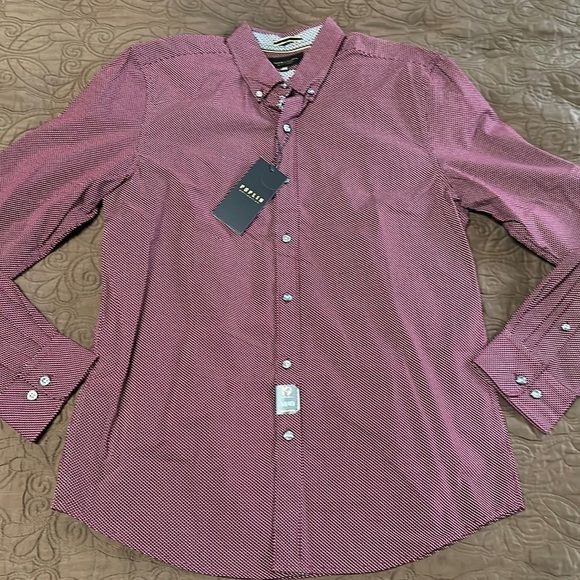 Mens denim n flower collar button poplin shirt sz m nwt - Picture 1 of 5